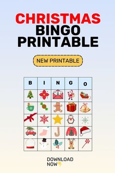 christmas bingo printable game for kids and adults to play on the phone or tablet