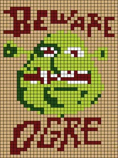 a cross stitch pattern with an image of a green monster on it's face