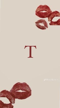 the letter t is made up of lipstick and it's surrounded by smaller lips