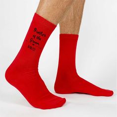 Brother of the Groom red dress socks custom printed and personalized Groom Socks, Funny Wedding Gifts, Anniversary Dress, 2nd Wedding Anniversary, Wedding Roles, Wedding Socks, Cotton Anniversary Gifts, Cotton Anniversary, Personalized Socks