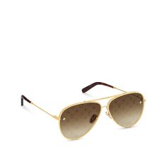 LOUIS VUITTON® - The Lv Pilot Sunglasses - Gradiant Brown Monogram Luxury Aviator Sunglasses With Uv Protection, Luxury Aviator Sunglasses With Mirrored Lenses, Luxury Polarized Aviator Sunglasses, Luxury Aviator Sunglasses, Elegant Monogram, Louis Vuitton Sunglasses, Monogram Pattern, Pilot Sunglasses, Aviator Style