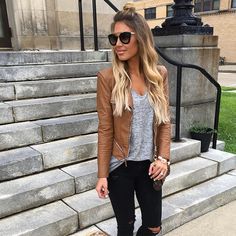 Casual #ootn...neutrals for the win @liketoknow.it http://liketk.it/2p0TP #liketkit Mode Tips, Leather Jacket Outfit, Jacket Outfit, Brown Leather Jacket, Fall Winter Style, Looks Style, Mode Inspiration, Fall Winter Fashion, Fall Style