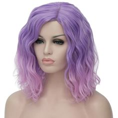 About this item: Wigs Length: 14'', purple wigs for women with very stylish design and pretty looking, make you more beautiful and confidence, you will get tons of compliments with this cute wig Weight: About 175g, light weight, feel very comfortable, just like your own hair when you wear on this purple wig Adjustable Wig Cap: 21.5'' - 22.5''. The comfortable wig cap with 2 adjustable straps, you can adjust its size to fit your head. Perfect size fits most people Breathable Net: 100% Breathable Short Bob Wavy, Purple Wigs, Bob Wavy, Pink Wigs, Ombre Bob, Cute Bob, Purple Wig, Ombre Pink, Pink Wig