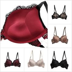 Premium Quality Women Add 2 Cup Sizes Extreme Ultimate Padding Power Lift Lace Push Up Sexy Bra, Intimates & Sleep Lace Push-up Bra, Lace Push-up Bra With Removable Cups, Feminine Lace Push-up Bra, Black Push-up Bra With Lace Closure, Spring Lace Trim Push-up Bra, Sleep Bra, Cup Sizes, Wash Bag, Bra Set