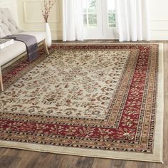 Safavieh Lyndhurst LNH331A Ivory/Red Area Rug Red Chairs, Office Area Rugs, Chili Red, Classy Decor, Fireplace Ideas, Transitional Area Rugs, Red Area Rug, Ivory Rug, Red Rug