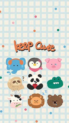 an animal themed poster with the words keep cute on it's front and back