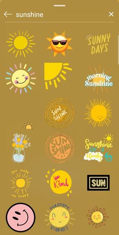 the sun sticker pack is shown on an iphone's screen, and it appears to be in full color