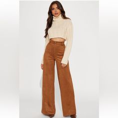 Chest Wide Leg Suede Pants Wide-leg Jeans For Fall, Solid Color Wide-leg Jeans For Fall, Chic Wide-leg Cargo Pants For Fall, Trendy Brown Wide Leg Bottoms, Trendy Wide Leg Winter Pants, Chic Fall Wide-leg Cargo Pants, Trendy Wide Leg Bottoms For Winter, Trendy Winter Wide Leg Bottoms, Trendy Full Length Pants For Fall