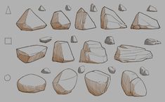 some rocks and stones are shown in this drawing lesson for beginners to learn how to draw