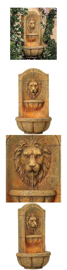 three different views of an outdoor fountain