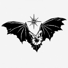 a bat with wings and a star above it