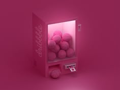 a pink basketball machine with balls in it