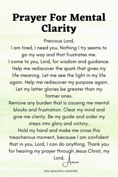 prayer for mental clarity