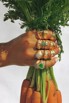 #aesthetic #accessories #vegan #fashion Fruit Editorial Fashion, Carrot Photoshoot, Jewellery Still Life Photography, Unique Product Photography, Ring Photoshoot, Lifestyle Jewelry