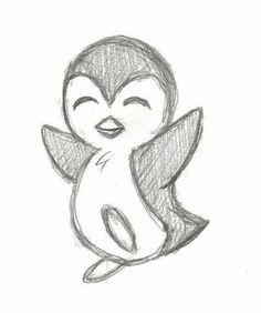 ✿ Pinguim ✿ Easy Pencil Drawings, Art Sketches Doodles, Drawing Animals, Animals Design, Seni Dan Kraf, Charcoal Drawings, Disney Art Drawings, Ganesh Art, Art Sketches Pencil