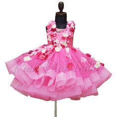 Girls Dress Up Sleeveless Big bow Dress, Princess Wedding Flower Girl Dress with Big Bow, Pink Dress For A Birthday Party Dress With Big Bow, Big Bow Dress, Gown Party Wear