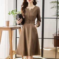 Shipping: Worldwide Express Shipping AvailableDelivery time: 7-15Days Fast ShippingReturns: Fast refund, 100% Money Back Guarantee. Commuter Fashion, Spring Fashion Essentials, Socialite Style, Celebrity Fashion Trends, Women Skirts, Sleeved Dress, Line Skirt, Dress Elegant, Evening Attire