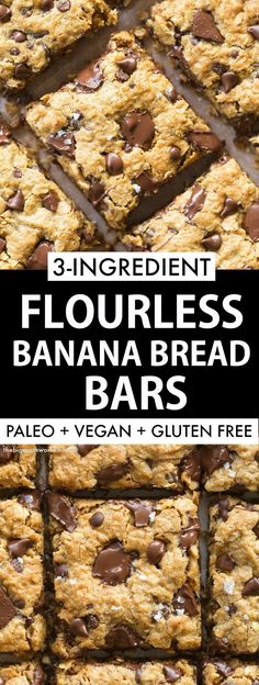 four ingredient flourless banana bread bars stacked on top of each other