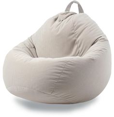 the bean bag chair is made out of fabric and has a large, round cushion