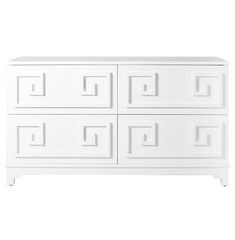 a white dresser with four drawers and two doors