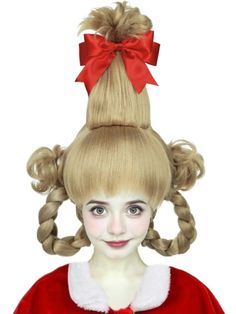 PRICES MAY VARY. 【PACKAGE INCLUDE】1 * blonde braids cindy wig + 1 * redbow-knot + 1 * black hairnet (Better fix the hair). Tips: After receiving the packaging, messy at first but once you style it, it’s perfect. 【MATERIAL】This Christmas cindy cosplay wig for women girls is made of high-quality synthetic fiber ( heat-resistant fiber, max temperature 130°C / 266℉), with good air permeability and natural appearance. 【WIG SIZE】Cap circumference of this blonde cosplay wig is approx 50cm - 60cm / 19.6inch - 23.6inch, suitable for most head sizes. 【OCCASIONS】 Perfect for Christmas cosplay, carnival, Halloween, anime, comic con, masquerade, fashion show or for fun. 【CARE TIPS】 TIP1.Wash the wig when you receive it and dry it naturally. TIP2.Comb it gently following the hair style. TIP3.Use humecta Cece Core, Masquerade Fashion, Mary Sanderson Costume, Christmas Wig, Blonde Cosplay Wig, Double Braids, Blonde Cosplay, Quick Curly Hairstyles, Sally Costume