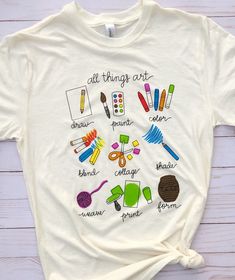 Teacher Things Shirt, Art Party Shirts, Special Teacher Shirt, Teacher Inspired Tshirts, Cute Teacher Shirts With Name, Inclusive Teacher Shirts, Teacher Team Shirts Modern, Cricut Art Teacher Shirts, 100 Days Teacher Shirts