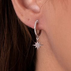 Our new delicate diamond starburst hoop earrings.★ Earring Features (Sold as a pair)• Gold Kt: 14Kt/18Kt Solid Gold - According to your preference• Available Gold Colors: White Gold • Diamond Weight: 0.36 carat• Diamond Color-Clarity: G Color VS2-SI1 Clarity• We only work with real natural diamonds• We include a signed certificate with each pair for the authenticity of the diamonds Diamond Stacking Rings Engagement, Diamond Star Earrings, Diamond Ear Cuff, Pave Diamond Earrings, Starburst Earrings, Diamond Huggies, Gold Colors, Diamond Chain, Diamond Star