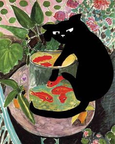 Print of Matisse Goldfish With Cat Famous Paintings WithEtsy Matisse Goldfish, Plakat Design Inspiration, A Black Cat