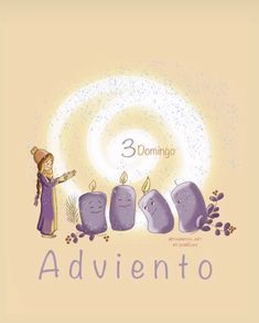 an image of a woman holding candles in her hand with the words adviento written below it