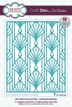 the crafter's workshop art deco collection fan background dies is shown in blue and white