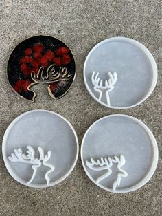 New! Unique cut out reindeer and moose resin coaster mold design! Features: Set of 3 Create Coasters or resin ornaments Made of clear durable silicone Ships USPS first class mail Free U.S. Shipping Christmas Resin Ideas, Coaster Mold, Diy Molds, Christmas Resin, Resin Ornaments, Resin Coaster, Resin Ideas, Mould Design, Holiday Signs