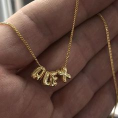 New Mini Bubble Balloon Initial Letter Pendant Necklace Gold Plated Personalized Chunky Alphabet Necklace Charm Jewelry Alphabet Necklace, Bubble Balloons, Pendant Necklace Gold, Letter Pendant Necklace, Necklace Charm, Letter Pendants, Initial Letter, Letter Necklace, Gold Pendant Necklace