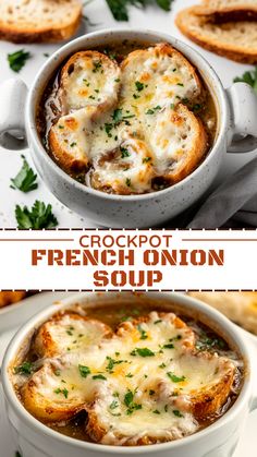 Crockpot French Onion Soup French Onion Soup Crockpot, French Onion Soup Slow Cooker, Onion Soup Crockpot, Sandwich Combos, Slow Cooker French Onion Soup, Cheesy Toast, Crockpot French Onion Soup, Easy Homemade Soups, Classic French Onion Soup