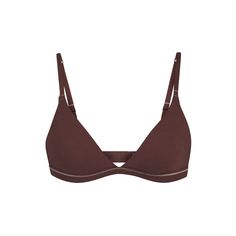 Cotton Jersey Triangle Bralette | Chocolate — A perfect everyday option for a lightweight, comfortable hold, this Triangle Bralette is lined with cotton jersey for softness against skin and a mesh interlining for support. Chocolate Brands, Nike Training, Heritage Backpack, Triangle Bralette, Visor Hats, Across Body Bag, Waist Trainer, Body Style, String Bikinis