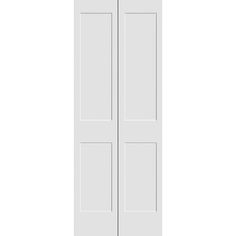 a white double door with two panels on the front and one panel on the back