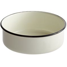 a white bowl with black rim on a white background