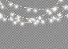 white christmas lights on transparent background