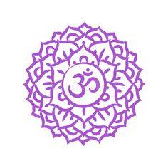 the om shan symbol in purple on a white background