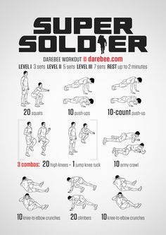 a poster showing how to do the super solider workout with instructions for beginners