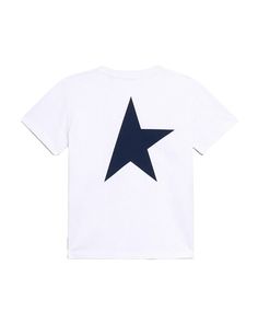 This round-neck, regular-fit boys’ T-shirt in white pure cotton features a logo on the front and a maxi star on the back, both in dark blue. A versatile garment for all your looks. Star Collection Color: white Regular fit Double star on the back Short sleeves Round neck Dark blue maxi star on the back Dark blue logo on the front Main material: 100% cotton Made in Italy Star T Shirt, Blue Maxi, Blue Logo, Gift Card Sale, Romper With Skirt, Toys For Boys, Customized Gifts, Navy And White, Pure Cotton