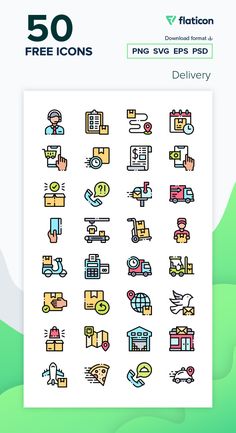 the 50 free icons are displayed in this image