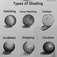 an image of different types of shading on a sheet of paper with the words