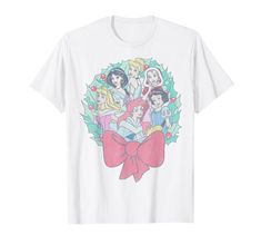 PRICES MAY VARY. Officially Licensed Disney Princess Apparel 19PRIN00618A-001 Lightweight, Classic fit, Double-needle sleeve and bottom hem Disney Princess Christmas, Princess Christmas, Group Shots, Branded T Shirts, Christmas Wreaths, Top Styles, Fashion Branding, Wreath, Disney Princess