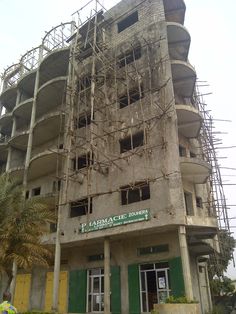 a large building with scaffolding around it