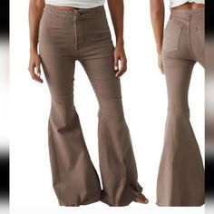 Nwt! Free People Flare On Pant.Size: 30| Color: Mocha * Approximately Measurements: Inseam: 32", Rise 12",Hip To Hip: 16",Waist 15" High Waist Brown Flare Jeans For Spring, Mid-rise Brown Wide Leg Pants For Fall, High Waist Brown Cotton Wide Leg Pants, Fitted Brown Wide Leg Pants, Trendy Style, Trendy Fitted Brown Wide Leg Pants, High Rise Brown Cargo Pants, Spring Brown Cotton Flare Jeans, Stretch High-waisted Brown Jeans, Brown Stretch High-waisted Jeans