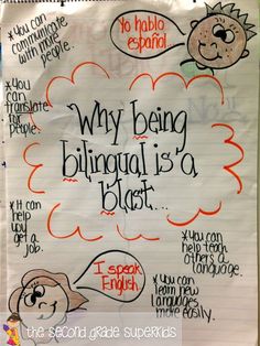 a piece of paper with writing on it that says, why being bilingual is a blast