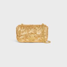 CHAIN SHOULDER BAG triomphe in TRIOMPHE QUILTED SEQUINS - Gold | CELINE Appointment Book, Gold Clutch, Bags Aesthetic, Day Book, Gold Sequins