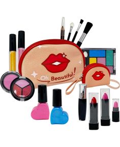 in stock Girls Makeup Set, Toddler Makeup, Pink Blue Nails, Kids Makeup Kit, Makeup For Kids, Fake Makeup, Blue Nail Color, Makeup Kit For Kids, Play Makeup