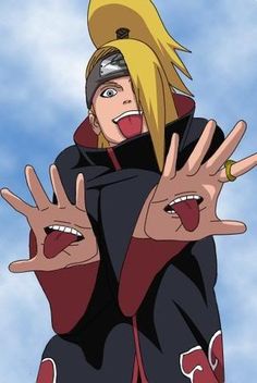 the character naruto is holding his hands up