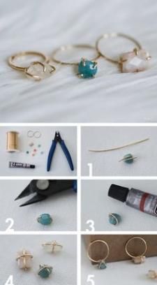 how to make simple gold hoop earrings with wire and beads - step by step instructions